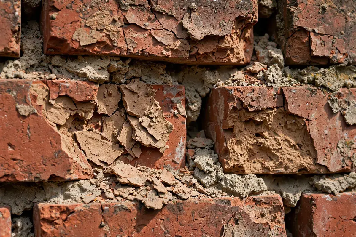 Spalling brick with flaking faces needing masonry repair in Bettendorf, IA